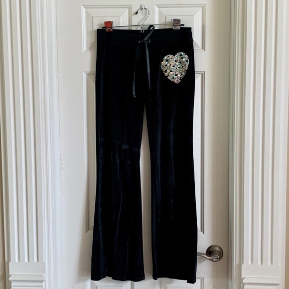 PINK Victoria's Secret Pants - PINK Black Velour Lounge Pants Size Small